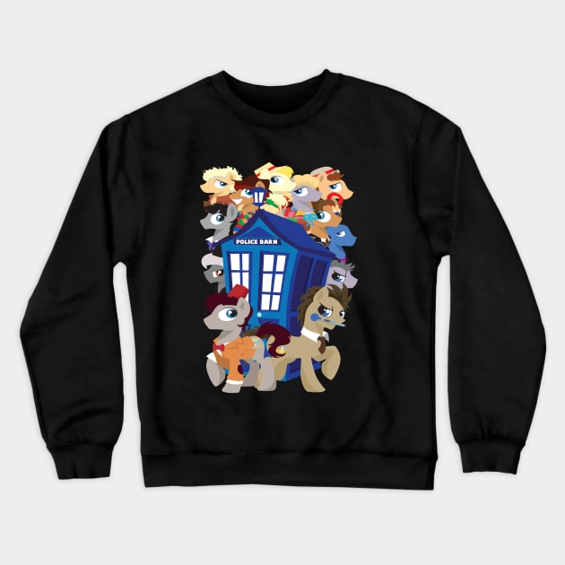 Dr Whooves Group Crewneck Sweatshirt by CuddleswithCatsArt